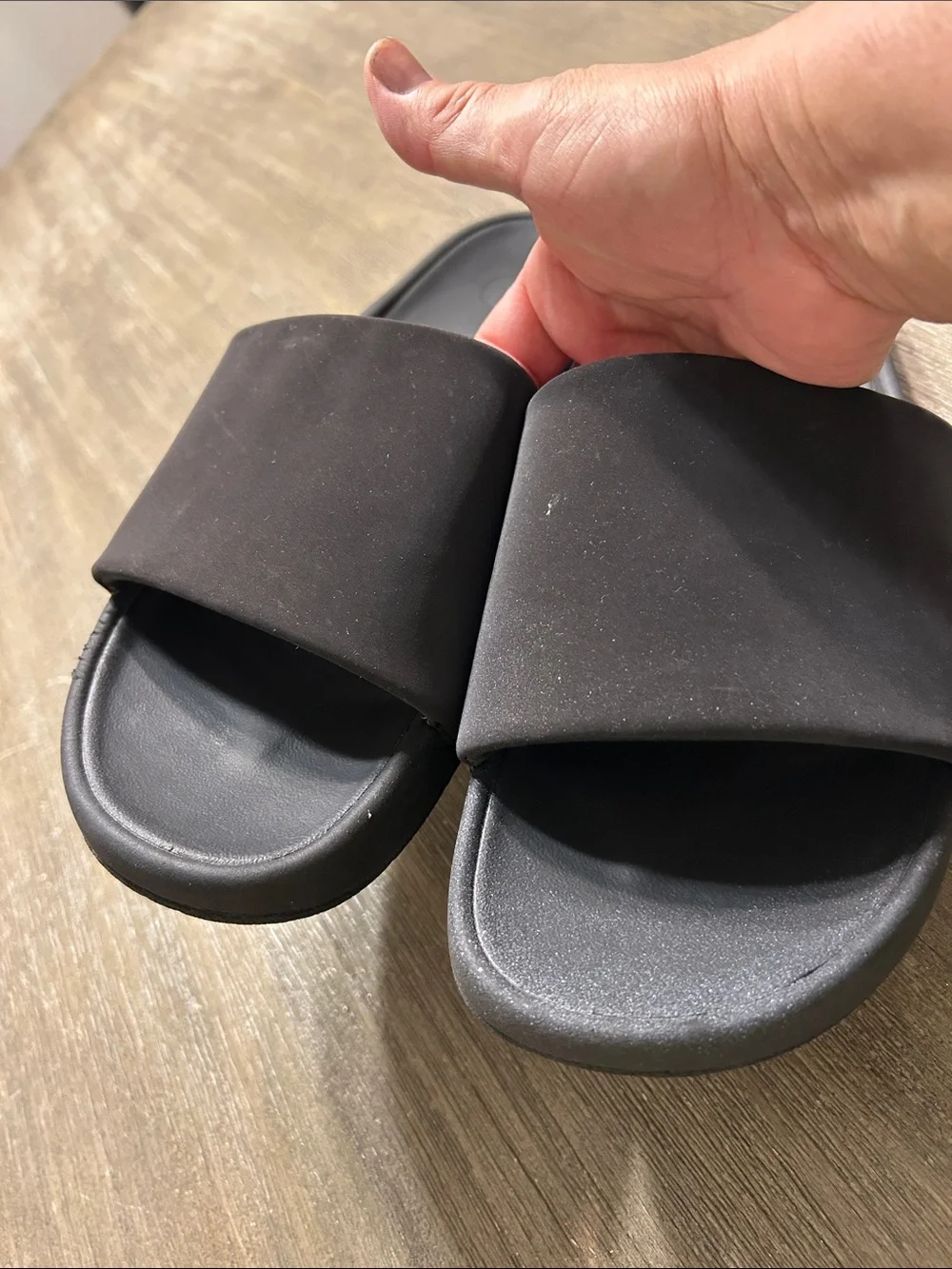 Lululemon Black Slide Black Sandals, Size 11, Gently Used.